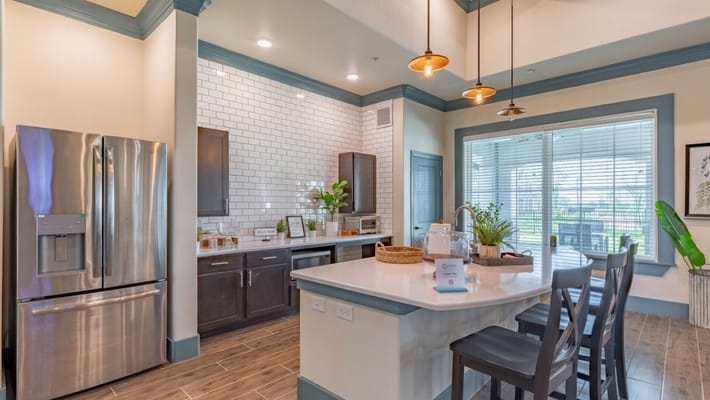 Modern kitchen layout in a senior living facility