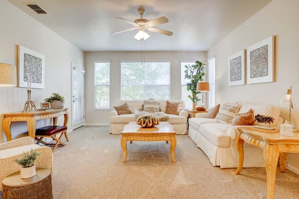 Bright and welcoming common area with comfortable seating