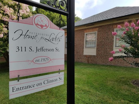 Exterior sign of Petersburg Home for Ladies