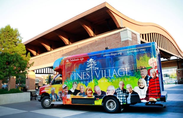 Facility transport vehicle decorated with resident images