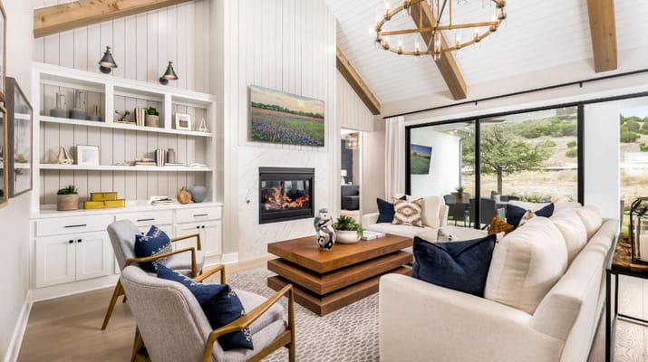 Stylish living room with a fireplace and comfortable seating