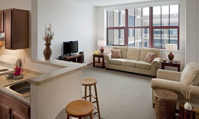 Comfortable living room with a sofa and TV