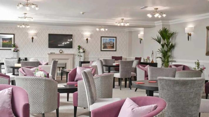 Bright common area with comfortable seating