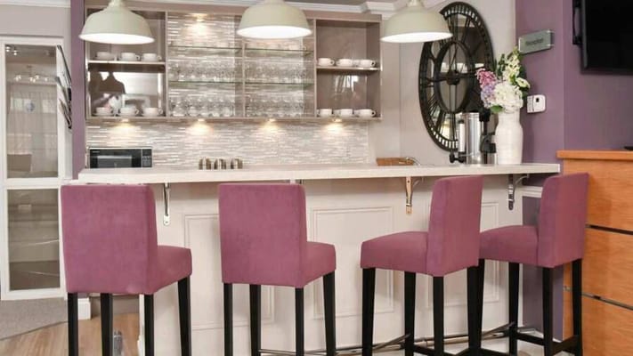 Modern lounge area with bar seating