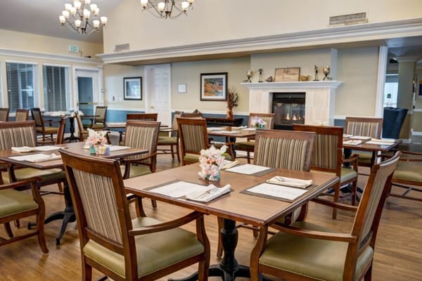Dining room with tables set for meals