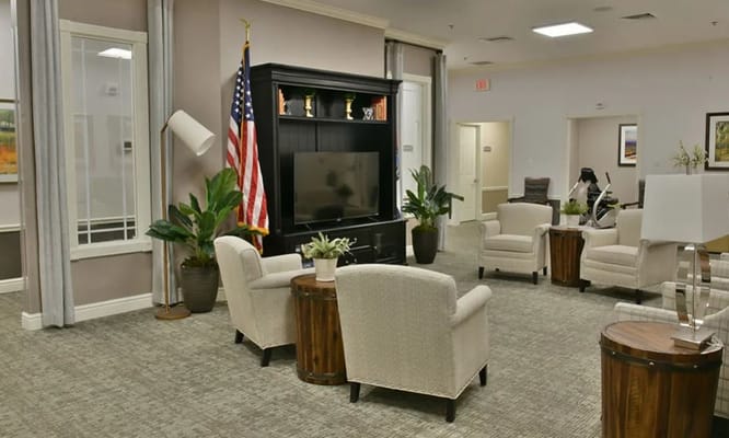 Cozy living room with seating and television