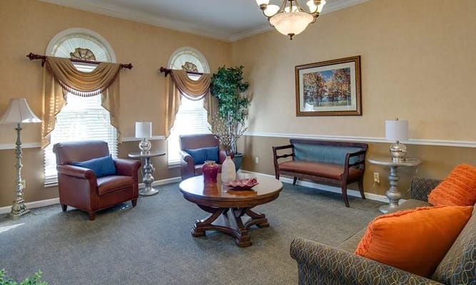 Comfortable living room with seating and decorative plants