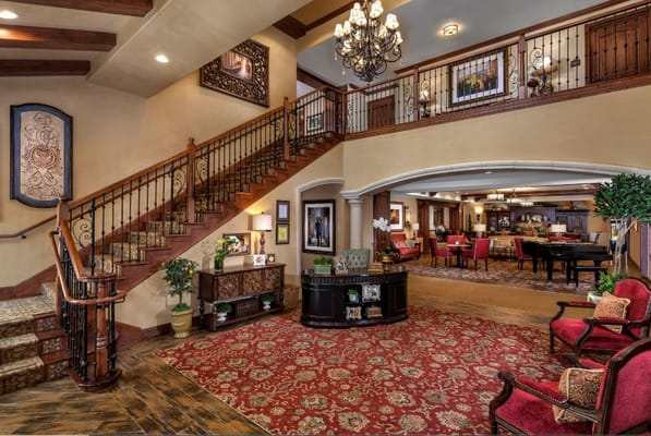 Welcoming interior lobby with elegant decor and seating