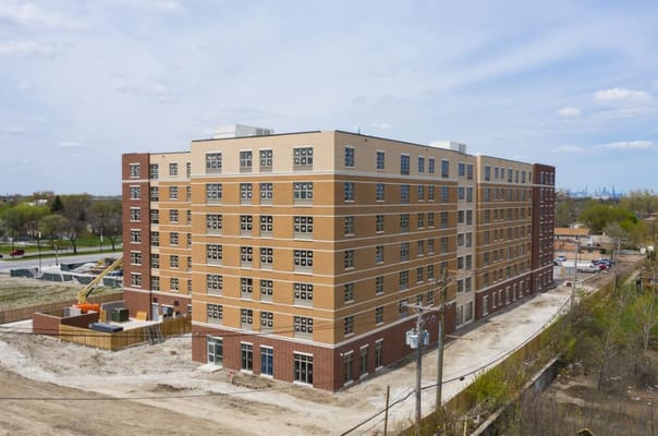 The exterior of The Montclare Senior Residences building under construction.