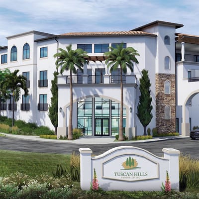 Exterior view of the Tuscan Hills senior living facility