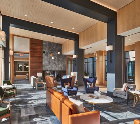 Bright interior of a common area with comfortable seating