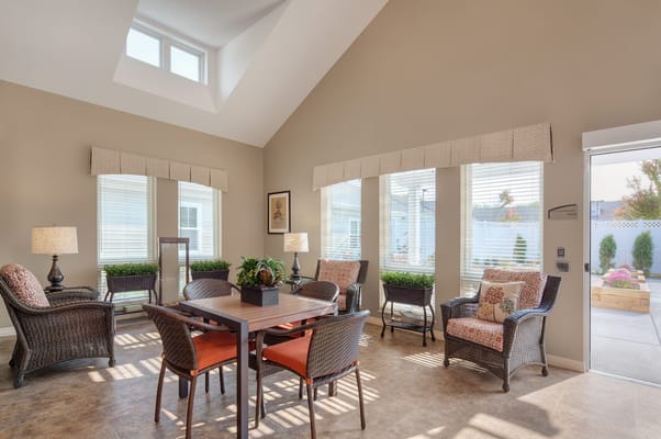 Bright common area with comfortable seating