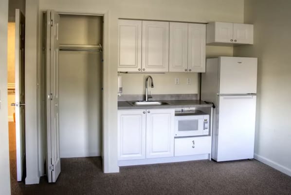 View of a small kitchenette in a resident room