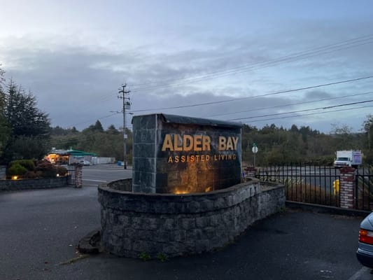 Signage for Alder Bay Assisted Living at the entrance