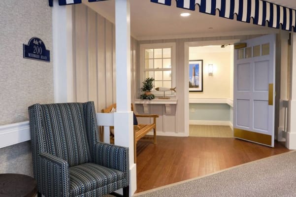 Bright interior sitting area with comfortable seating