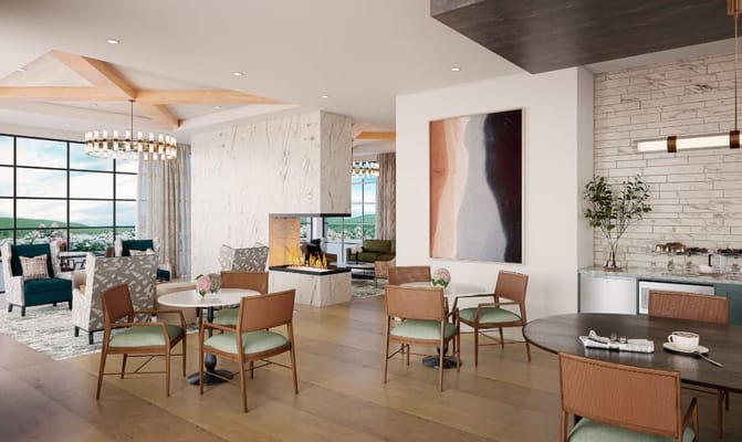 Elegant dining area with modern decor and seating