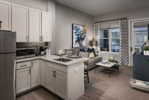 Interior view of a cozy apartment in a senior living facility