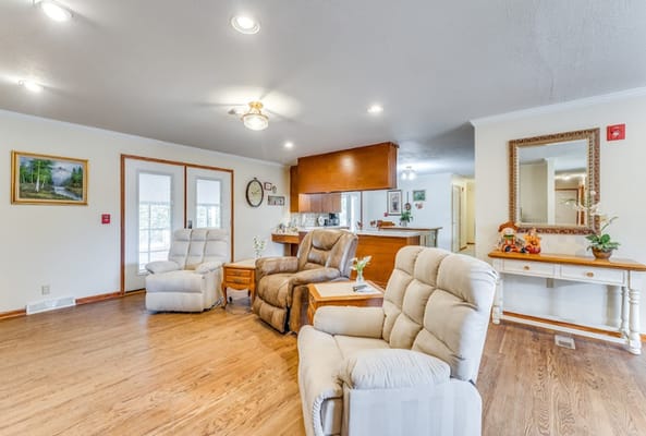 Bright common area with comfortable seating