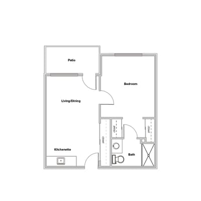 Architectural floor plan of a living unit