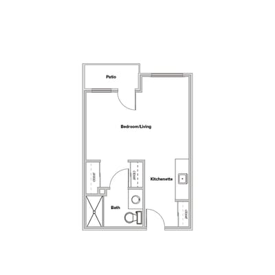 Architectural floor plan showing a resident unit layout