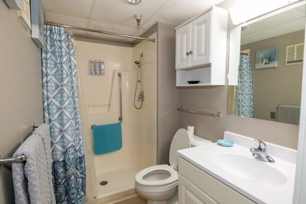 Neat and tidy bathroom in a resident's room