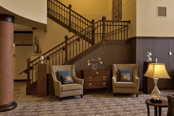 Interior view of a lounge area with seating