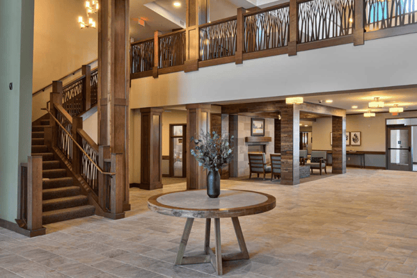 Bright and spacious lobby area with modern decor