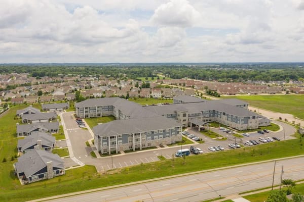 Aerial view of Clarendale of St. Peters community buildings