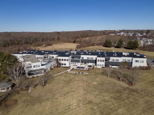 Aerial view of Clifton Assisted Living Community with outdoor space