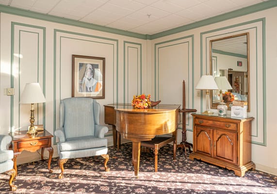 Cozy common area with elegant furniture and decor