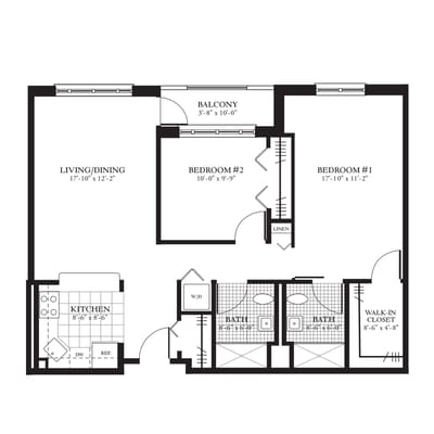 Architectural floor plan of residential unit layout