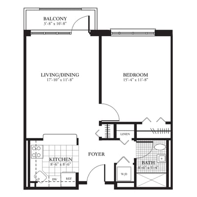 Architectural floor plan for a living space