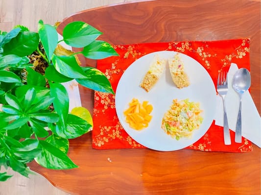 A well-presented meal on a dining table