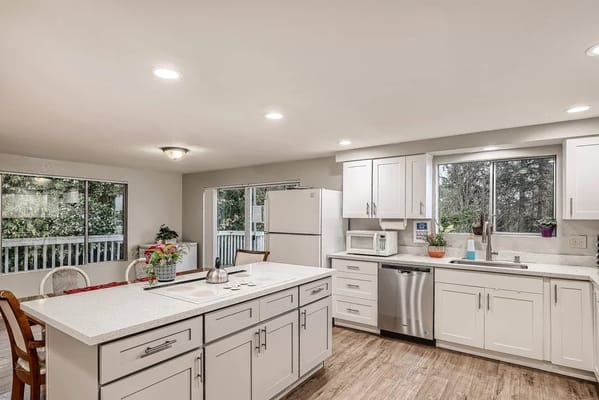 Bright and modern kitchen with ample windows