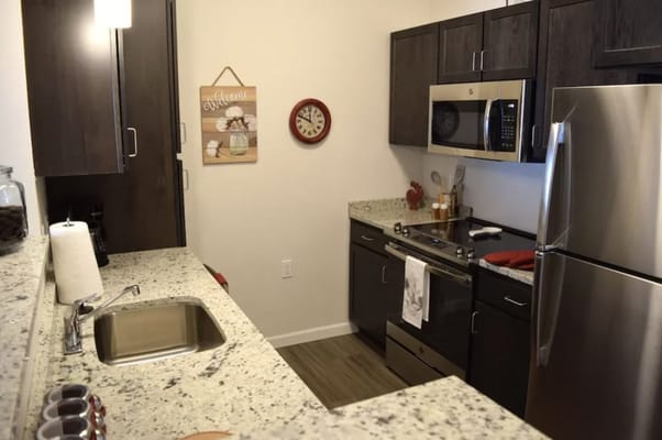 Well-equipped kitchen area in a residential unit