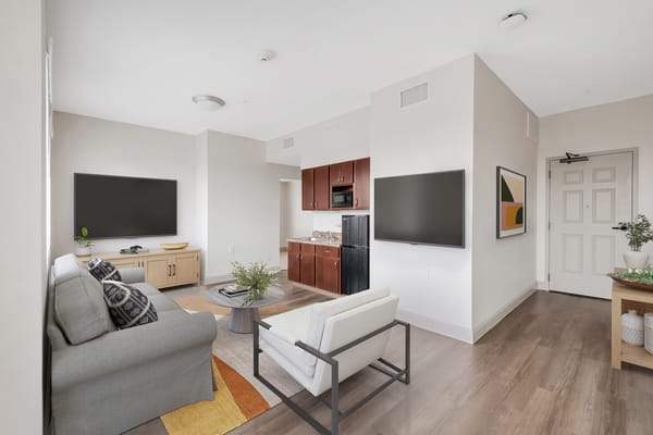 Modern interior living space of a resident room