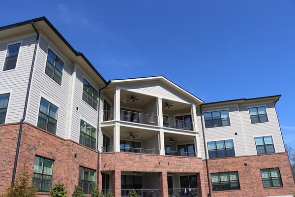 Exterior view of a senior living facility building