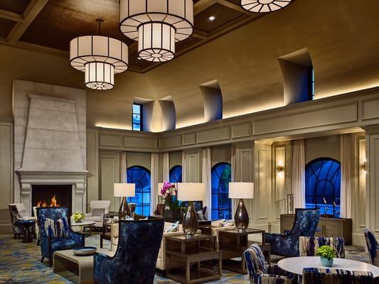 Bright interior common area with modern furnishings