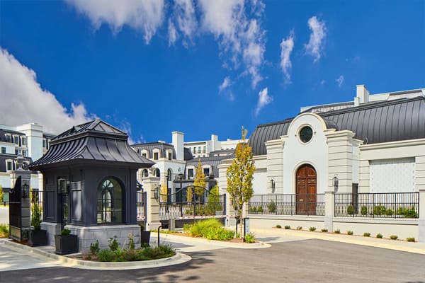 Exterior view of a senior living facility entrance