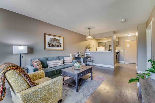 Cozy interior of a senior living apartment with modern decor