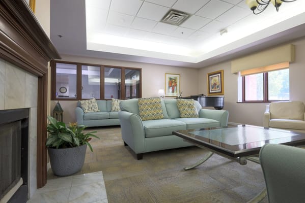 Bright common area with comfortable seating