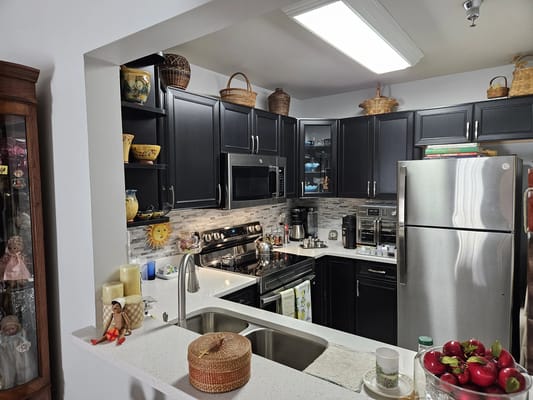 A well-equipped kitchen in a residential setting