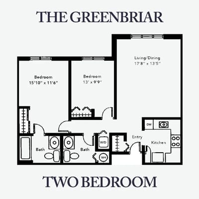 Two-bedroom floor plan of The Greenbriar