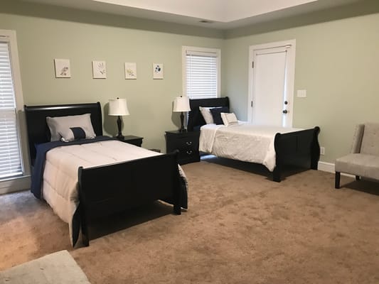 Interior of a shared resident room with two beds