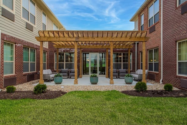 A serene outdoor space with a pergola