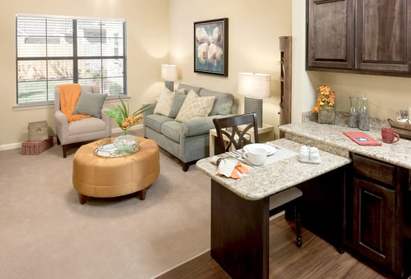 Cozy living area in a senior living facility