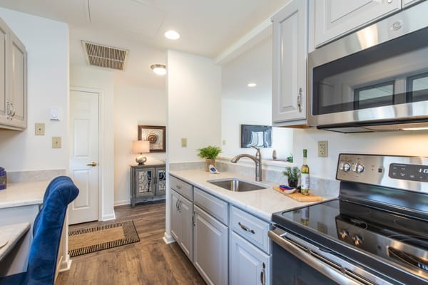 Modern kitchen interior with stainless steel appliances