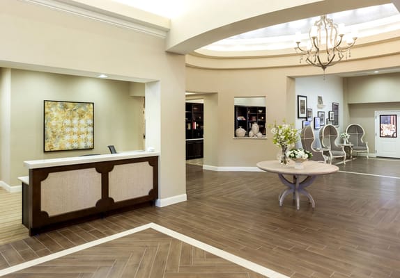 Interior view of a welcoming common area in a senior living facility