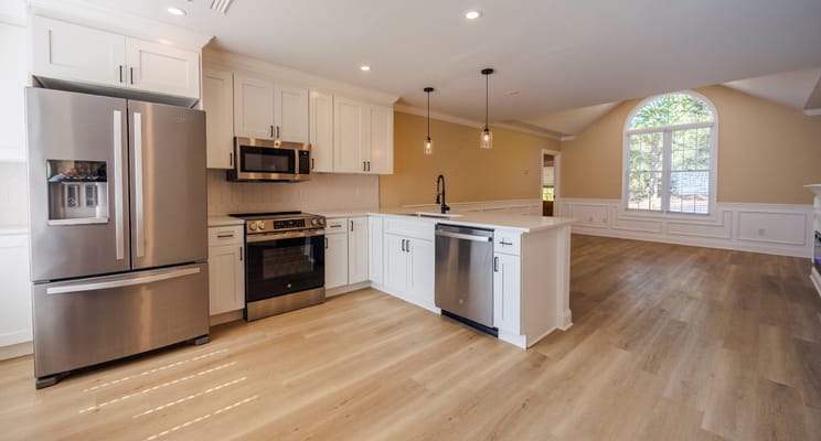 Bright interior of a modern kitchen in a facility