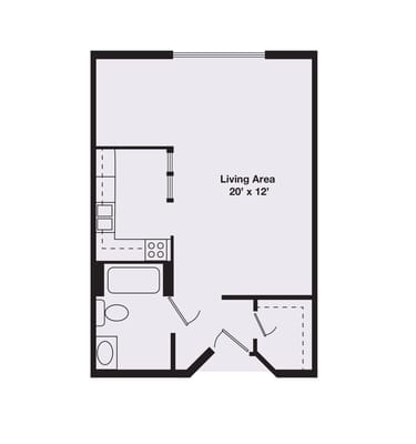 Architectural floor plan of a living area